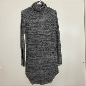 Revamped black grey turtleneck long  sleeves bodycon knit sweater dress size S
